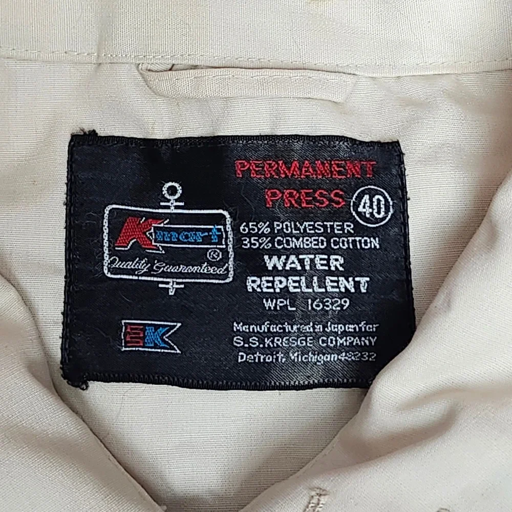 Vintage Boxy Cropped Harrington Jacket Mens 48 Cream Water Repellent Workwear